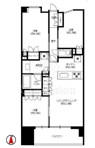 プレミスト神楽坂　6F1号室　間取り