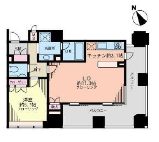 ルネ新宿御苑タワー　1605号室　間取り