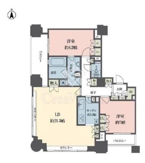 ルネ新宿御苑タワー　2104号室　間取り