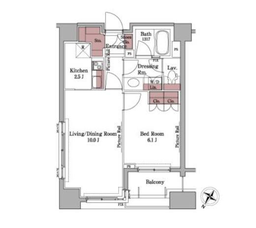 パークアクシス白金台　1407号室　間取り