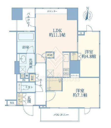 クオリア神南フラッツ　10F1号室　間取り