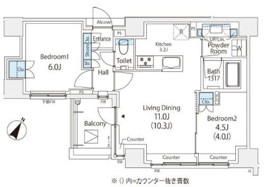 オークプレイス目黒行人坂　305号室　間取り