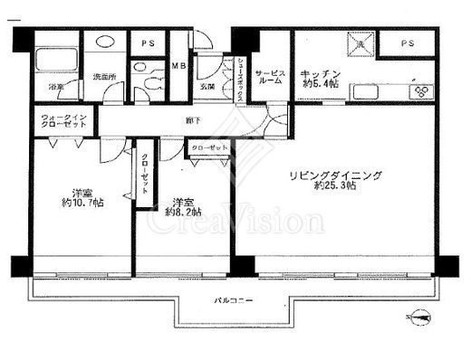 チュリス赤坂　10F1号室　間取り