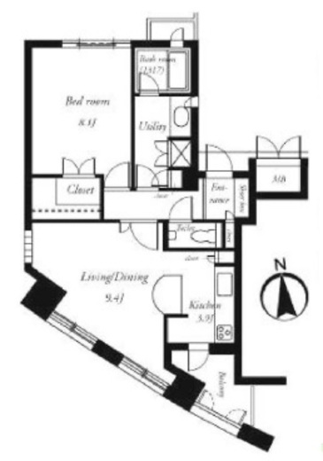 ルネパルティーレ汐留　1002号室　間取り