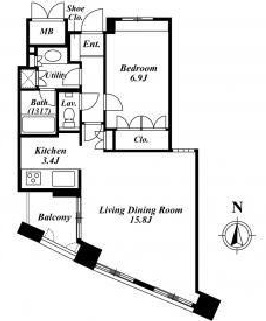 ルネパルティーレ汐留　1003号室　間取り
