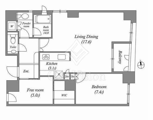 ルネパルティーレ汐留　1006号室　間取り