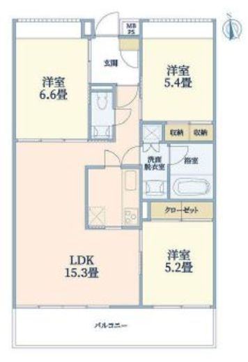ウェルスクエア碑文谷　2F1号室　間取り
