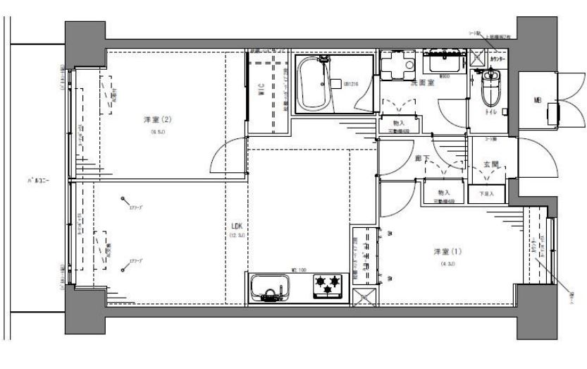 レジディア芝浦　1002号室　間取り