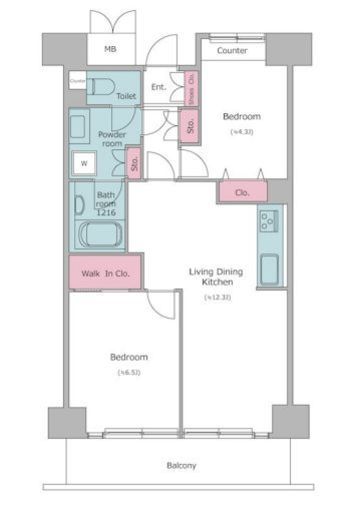 レジディア芝浦　1205号室　間取り