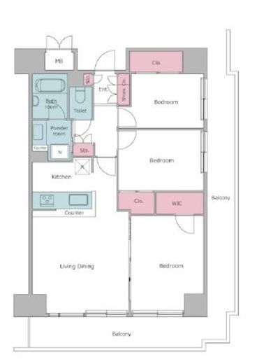 レジディア芝浦　401号室　間取り