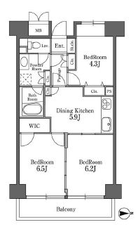 レジディア芝浦　710号室　間取り