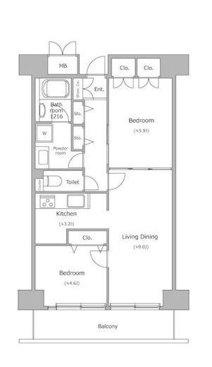 レジディア芝浦　909号室　間取り