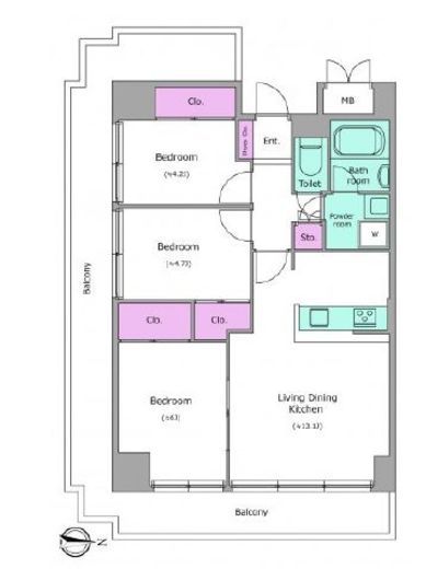 レジディア芝浦　911号室　間取り