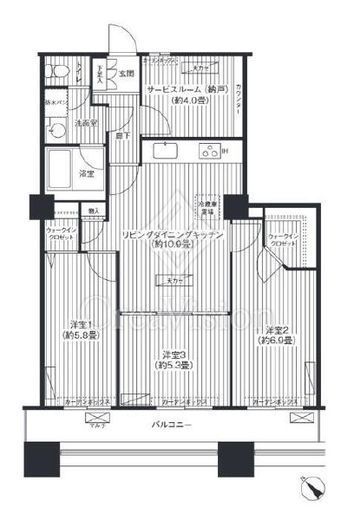 晴海ビュータワー（晴海アイランドトリトンスクエアビュータワー）　1-608号室　間取り