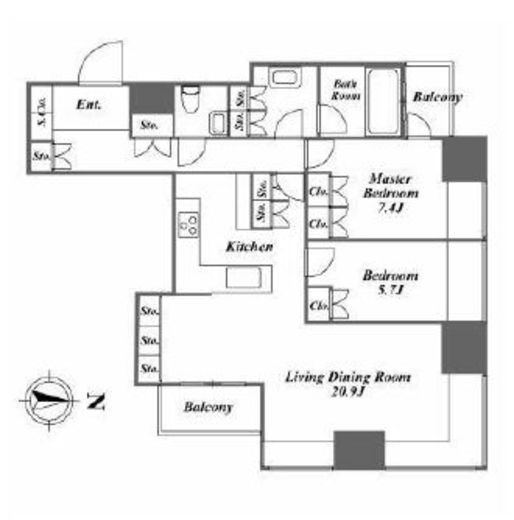 高輪ザ・レジデンス　1007号室　間取り