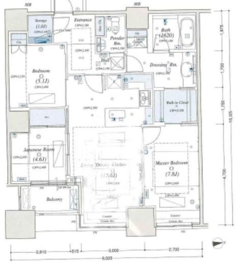 高輪ザ・レジデンス　1502号室　間取り
