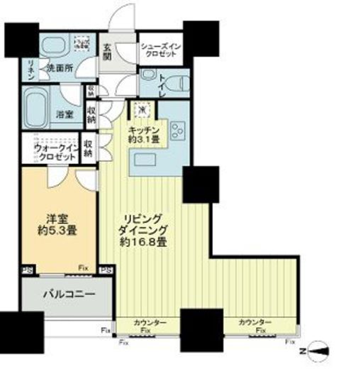 高輪ザ・レジデンス　1809号室　間取り