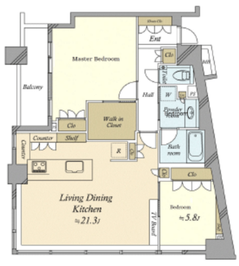 パークホームズ目黒ザレジデンス　624号室　間取り