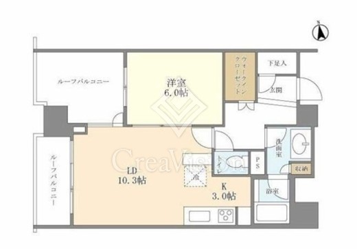 シティハウス東京新橋　1004号室　間取り