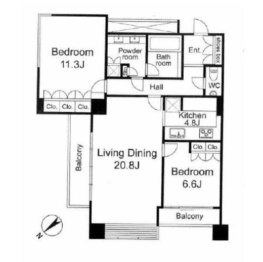 ザ・ウエストミンスター六本木　1108号室　間取り