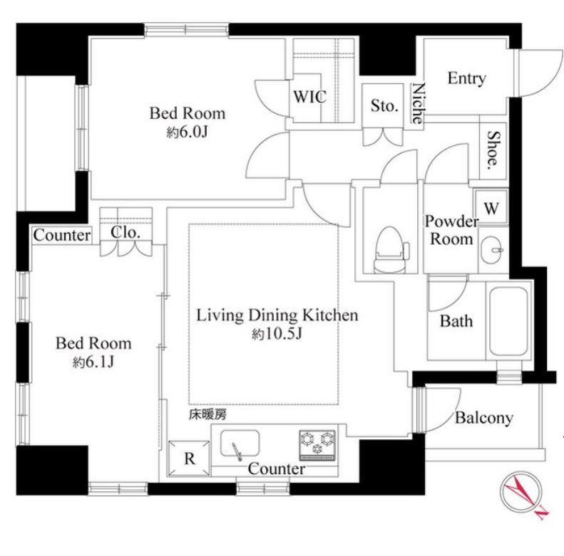 グランスイート銀座レスティモナーク　908号室　間取り