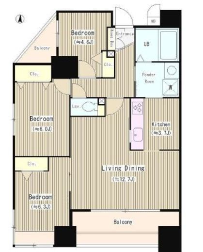 クレアールフレスカ　401号室　間取り
