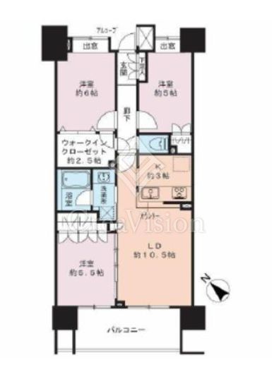 クレストシティレジデンス　5F1号室　間取り