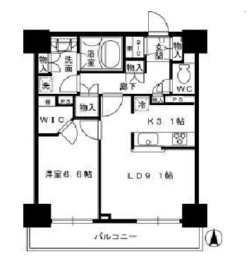 ライオンズ四谷タワーゲート　1806号室　間取り