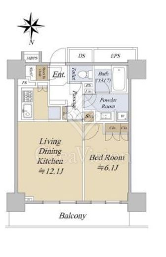 ライオンズ四谷タワーゲート　4F1号室　間取り