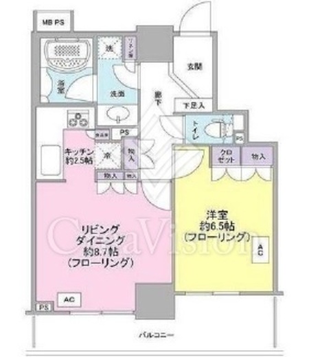ライオンズ四谷タワーゲート　7F1号室　間取り