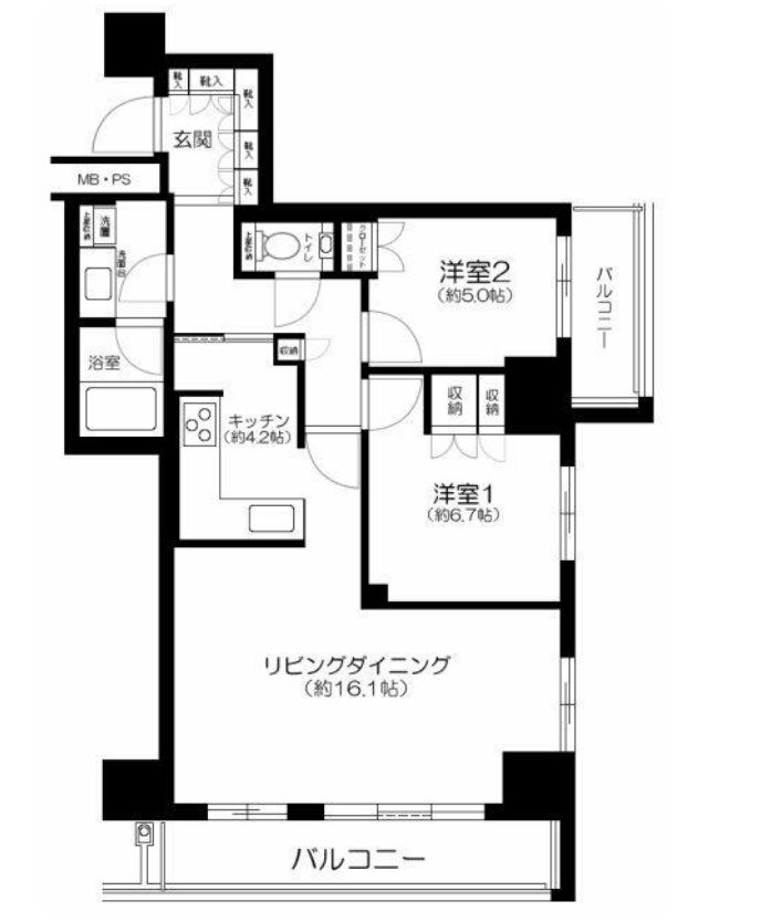 ザ・パークハウス新宿タワー　14F号室　間取り