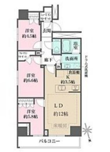 ザ・パークハウス新宿タワー　1601号室　間取り