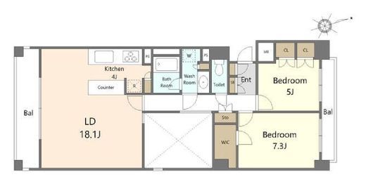 麻布市兵衛町ホームズ　1303号室　間取り