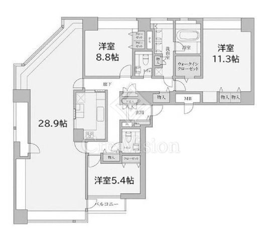 シーフォートタワー　12F1号室　間取り