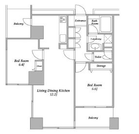 プラザタワー勝どき　1202号室　間取り