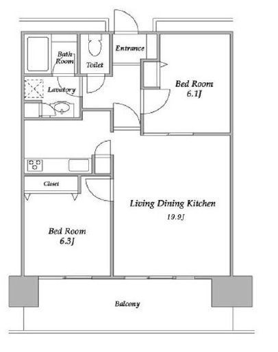 プラザタワー勝どき　2209号室　間取り