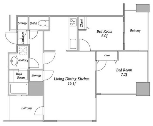 プラザタワー勝どき　3802号室　間取り