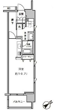 クリオ五反田　1005号室　間取り