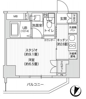レジディア笹塚Ⅱ　1010号室　間取り