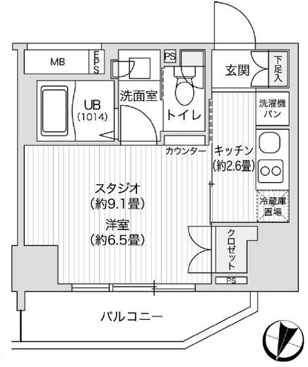 レジディア笹塚Ⅱ　1110号室　間取り