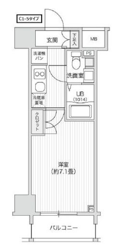 レジディア笹塚2　1407号室　間取り