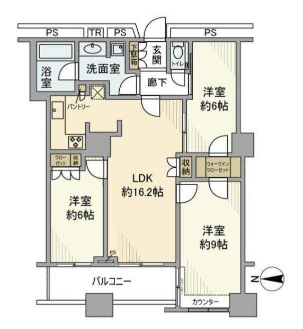 ラグナタワー　16F号室　間取り