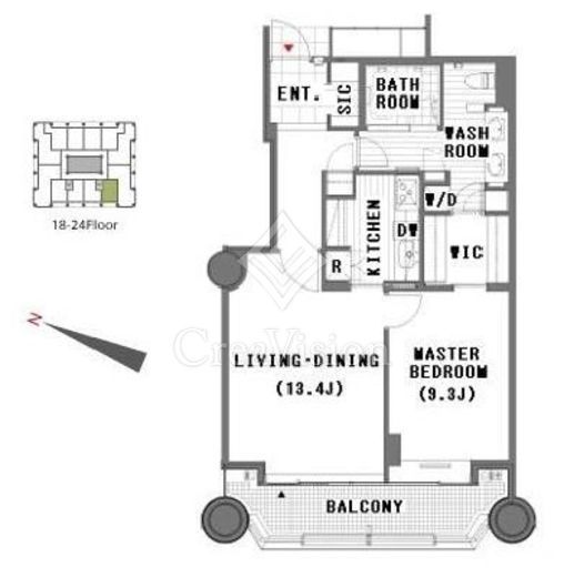 赤坂溜池タワーレジデンス　1908号室　間取り