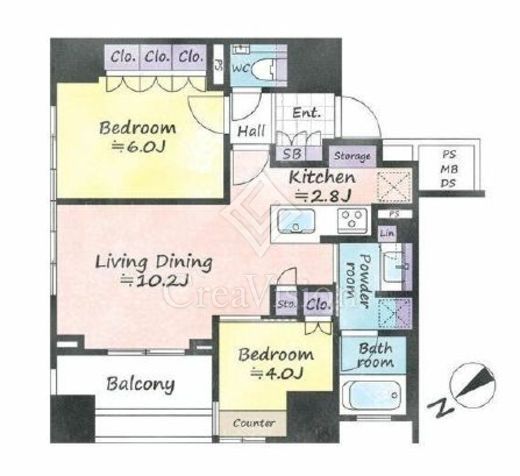クレヴィア中目黒　2F1号室　間取り