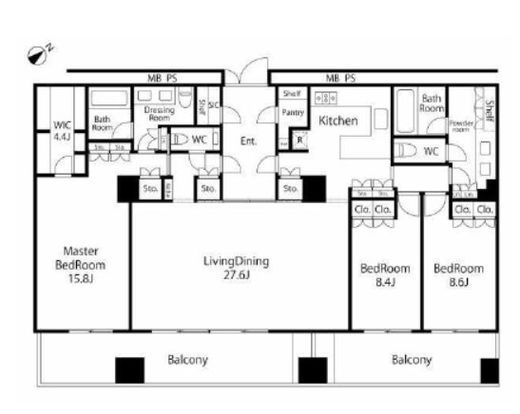 アークヒルズ仙石山レジデンス　1401号室　間取り