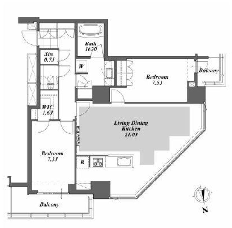 ブリリアイストタワー勝どき　30F号室　間取り