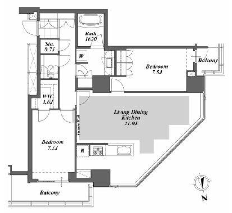 ブリリアイストタワー勝どき　29F号室　間取り