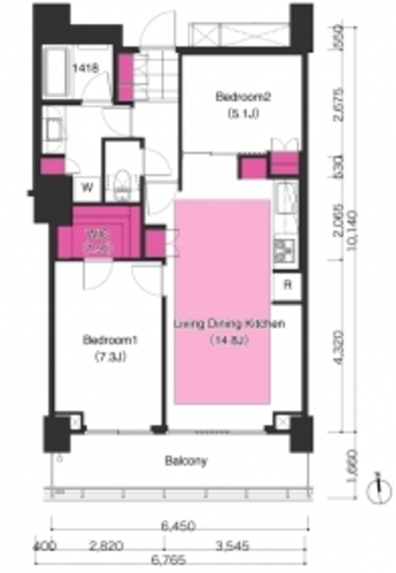 ブリリアイストタワー勝どき　1207号室　間取り