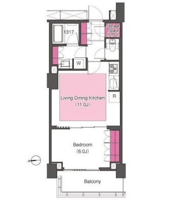 ブリリアイストタワー勝どき　1402号室　間取り