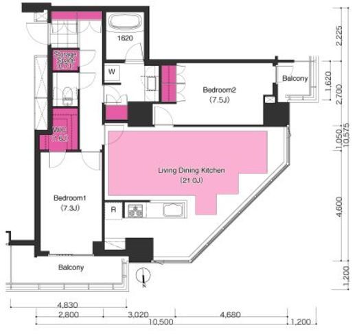 ブリリアイストタワー勝どき　2901号室　間取り